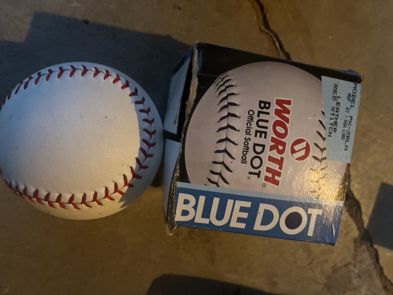 Blue Dot Softball  Red Stitch  Leather
