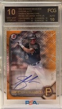 2022 Bowman Chrome Lonnie White Jr Pirates FCG 10 w/ AUTO 10 Orange /25