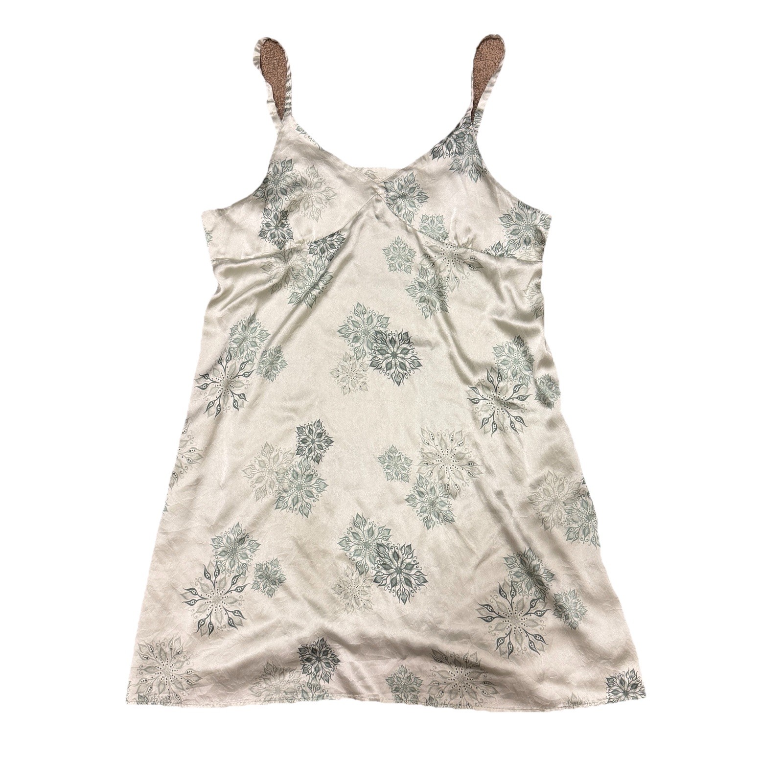 Romantic Pastel Green Slip Dress With Paisley Detailing Size 2XL