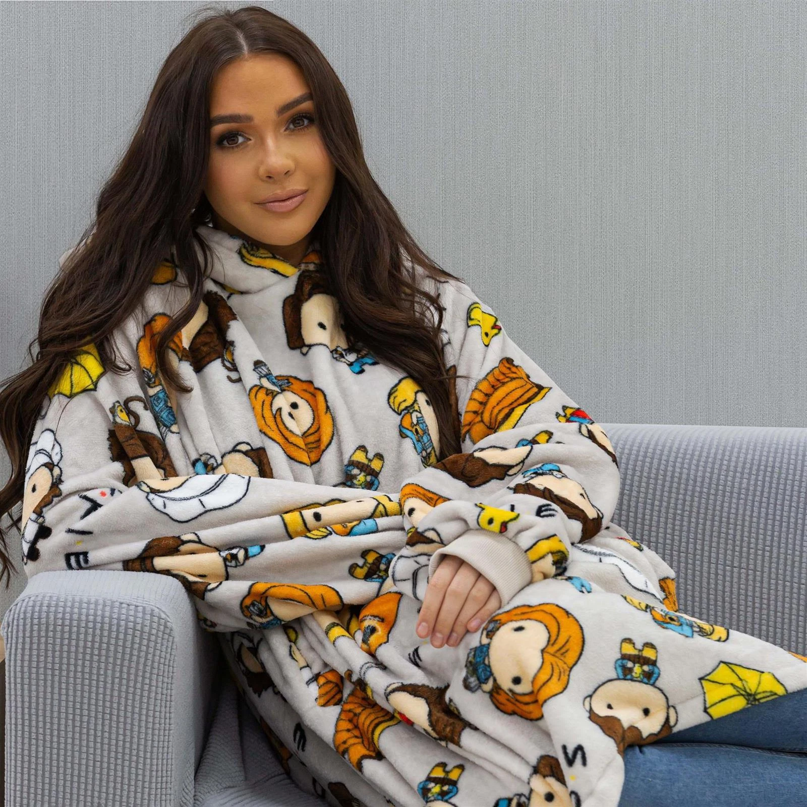 Friends Group Oversized Hoodie Flannel Wearable Blanket