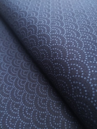 Blu Scuro E Onde Stampa Digitale Giappone Import Tradizionale Imbottitura Cotone - Picture 5 of 7