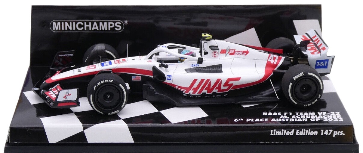 Minichamps Haas F1 Team VF-22 6th Austrian GP 2022 - Mick Schumacher 1/43 Scale