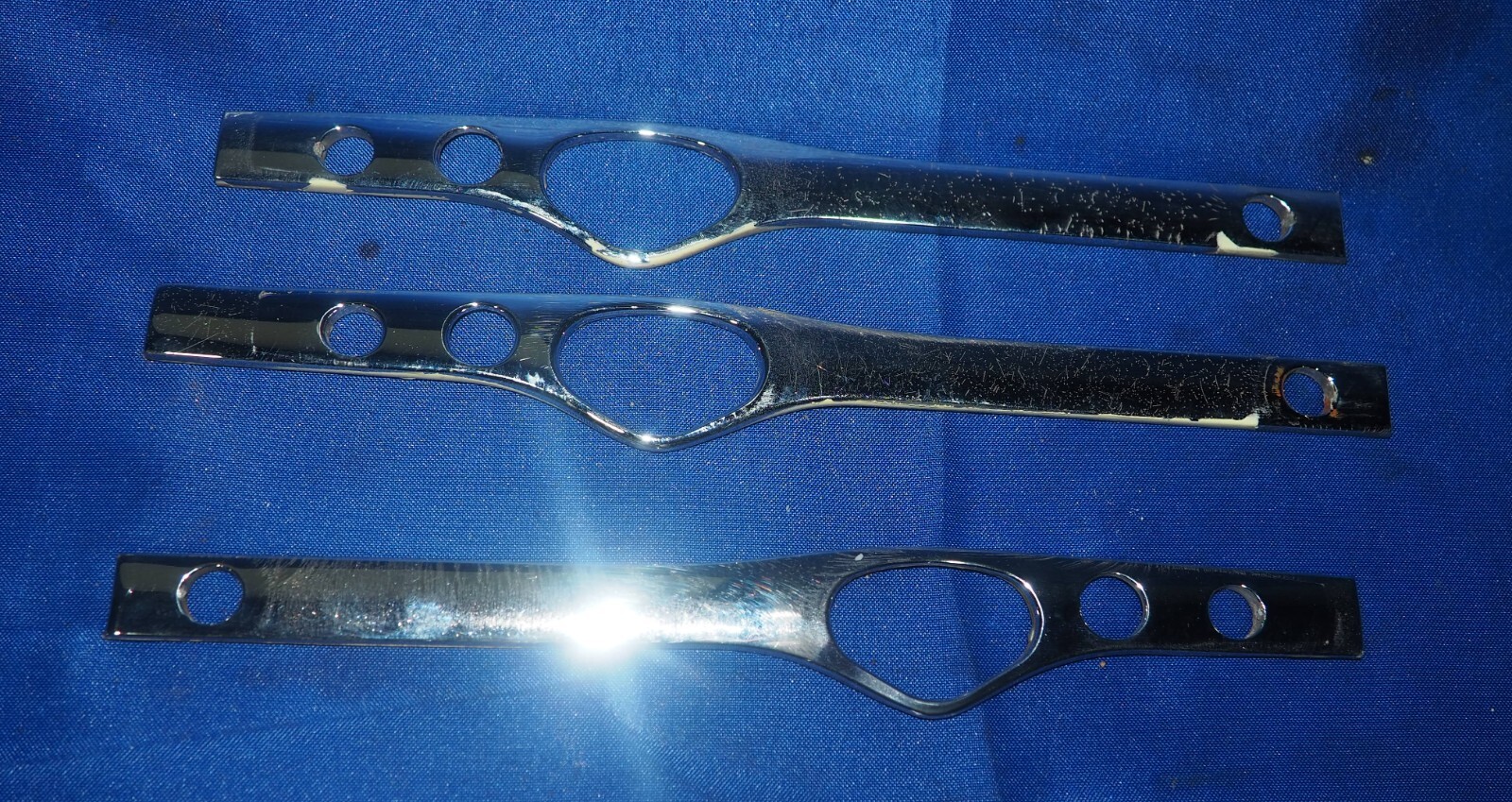 1970-1980 Rolls Royce Silver Shadow Wraith Set of 3 Chrome Door Handles Trim OEM