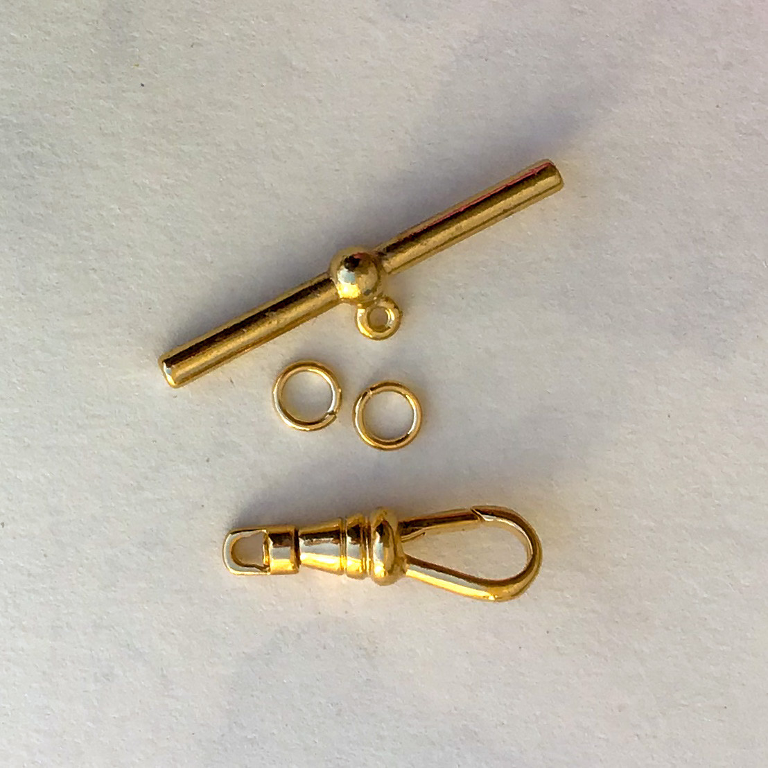 1 Set GOLD Tone Swivel Clip & T Bar Toggle Clasp 1.5" Pocket Watch