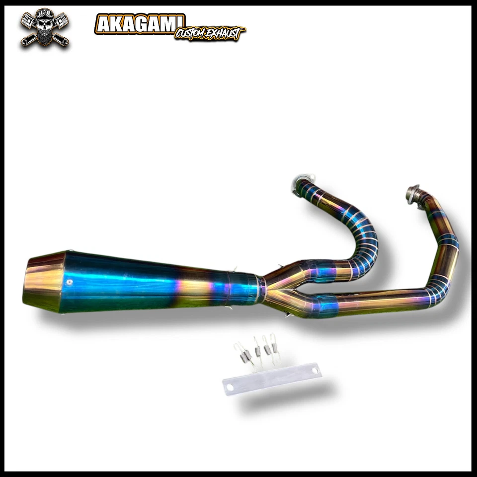 2 Into 1 Exhaust Stainless Fits Harley Davidson M8 Softail Fat Bob (2018-2025) - Image 2 of 4