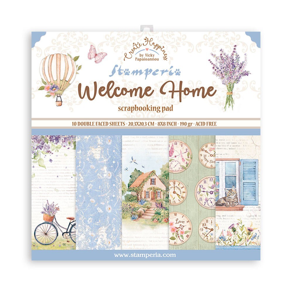Stamperia 8"" x 8"" Paper Pack Create Happiness Welcome Home