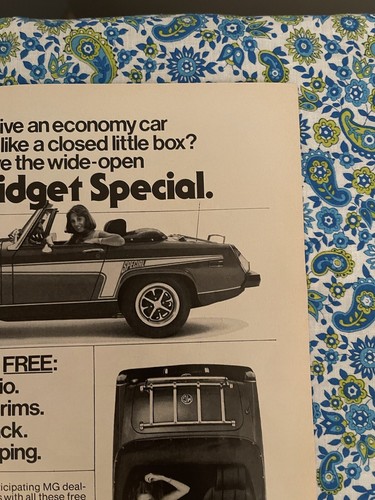 Vintage 1976 MG Midget Automobile Print Ad Free Extras Ad Only - Picture 3 of 7