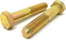 3/4"-16 x 5" Steel Hex Bolts, Grade 8, Yellow Zinc, UNF, PT, Made in USA, 5 PK