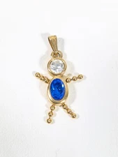Vintage Avon Blue Birthstone Rhinestone Child Boy Girl Pendant Charm