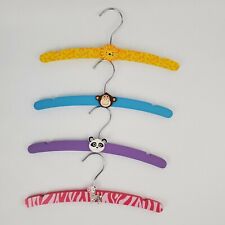 Hand Painted Wooden Children's Clothing Hangers Kids Animals 11" Lot Of 4
