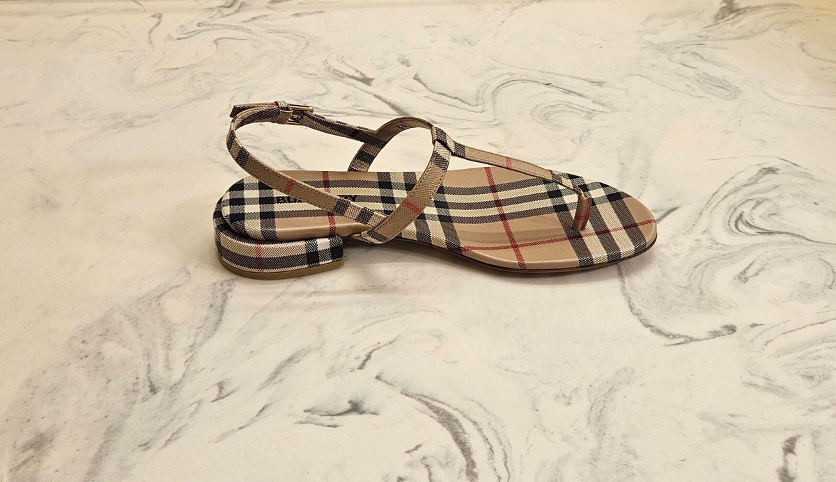 サンダル・ミュール BURBERRY Women Sandals 8105116162517 C1846 BROWN New! Burberry 'Emily' Check Slingback Sandals Womens Size 6