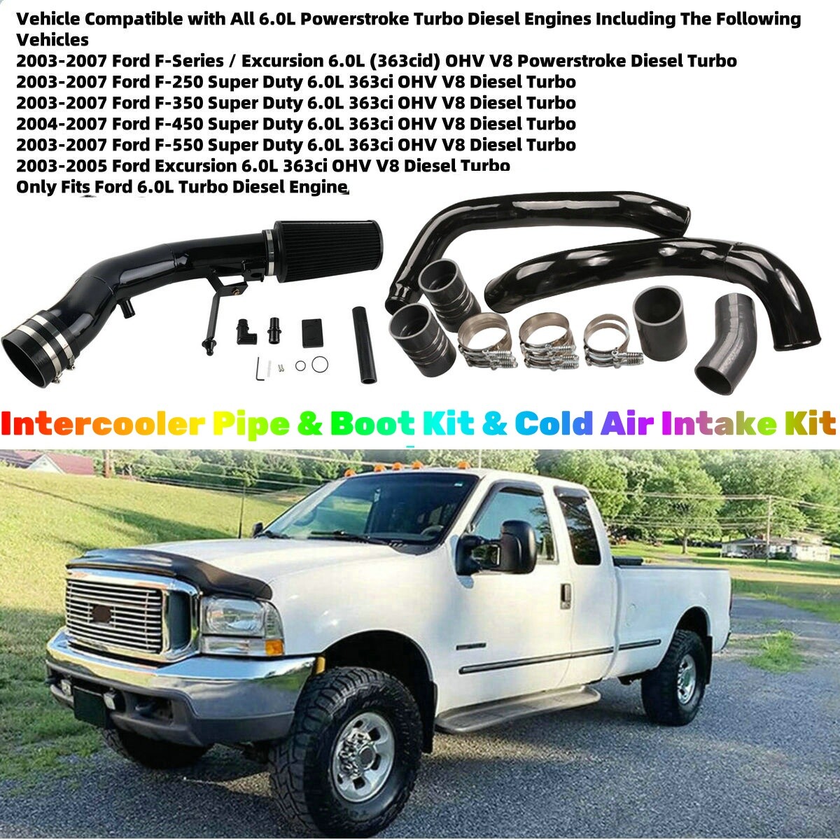 Intercooler Pipe&Cold Air Intake Kit For 2003-2007 Ford 6.0L Powerstroke Diesel