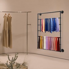 Black 7-tier Wall Mounted Scarf Rack, Wall Display Rack, Towels Storage Rack NEW