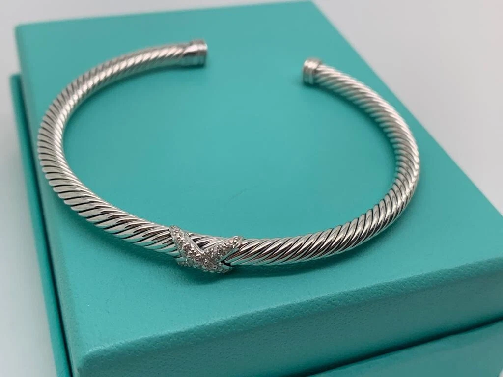 Classic Cable Bracelet in Sterling Silver with Diamonds, 5mm | David Yurman