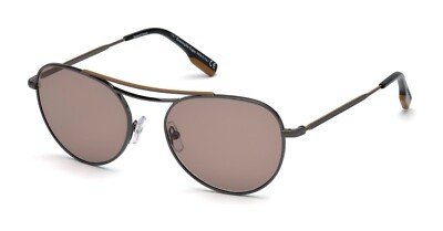 Ermenegildo Zegna EZ0103 08E Shiny Anthracite Sunglasses 54-19-145 Round Aviator