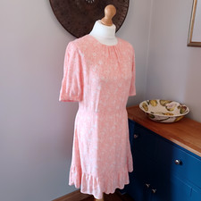 Warehouse Peach Cream Floral Tea Dress 12 Pretty Pastel Cottage