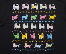 Vintage 1990s Cats & Dogs Puff Print Made in USA Womens One Size Shirt
