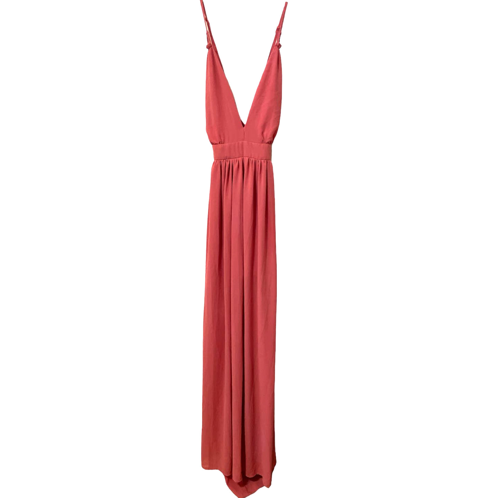 Mind Code Salmon Maxi Length Spaghetti Strap Brid… - image 2