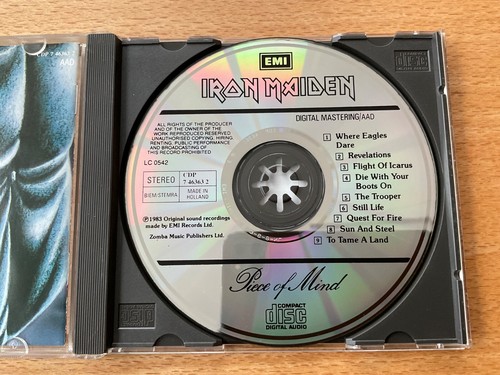 CD Iron Maiden - Piece of mind 1st press 1983 Made in Holland sehr gut very good - Bild 5 von 5
