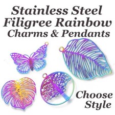 Stainless Steel Pendants Charms Rainbow Filigree Connectors 25 Designs to Choose