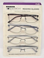 Foster Grant 4pk Reading Glasses VRM1902 PH BLK BLU DGN  PETE BLK Chs Diopter