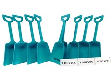 48 Teal Plastic Toy Beach Sand Shovels with 48 "I Dig You" Stickers Mfg USA 