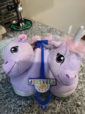 Build A Bear Girls Purple Shimmers Unicorn Slippers House Shoes