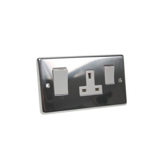 Eurolite Stainless Steel 2 Gang 45amp DP Cooker Switch and Socket White Insert