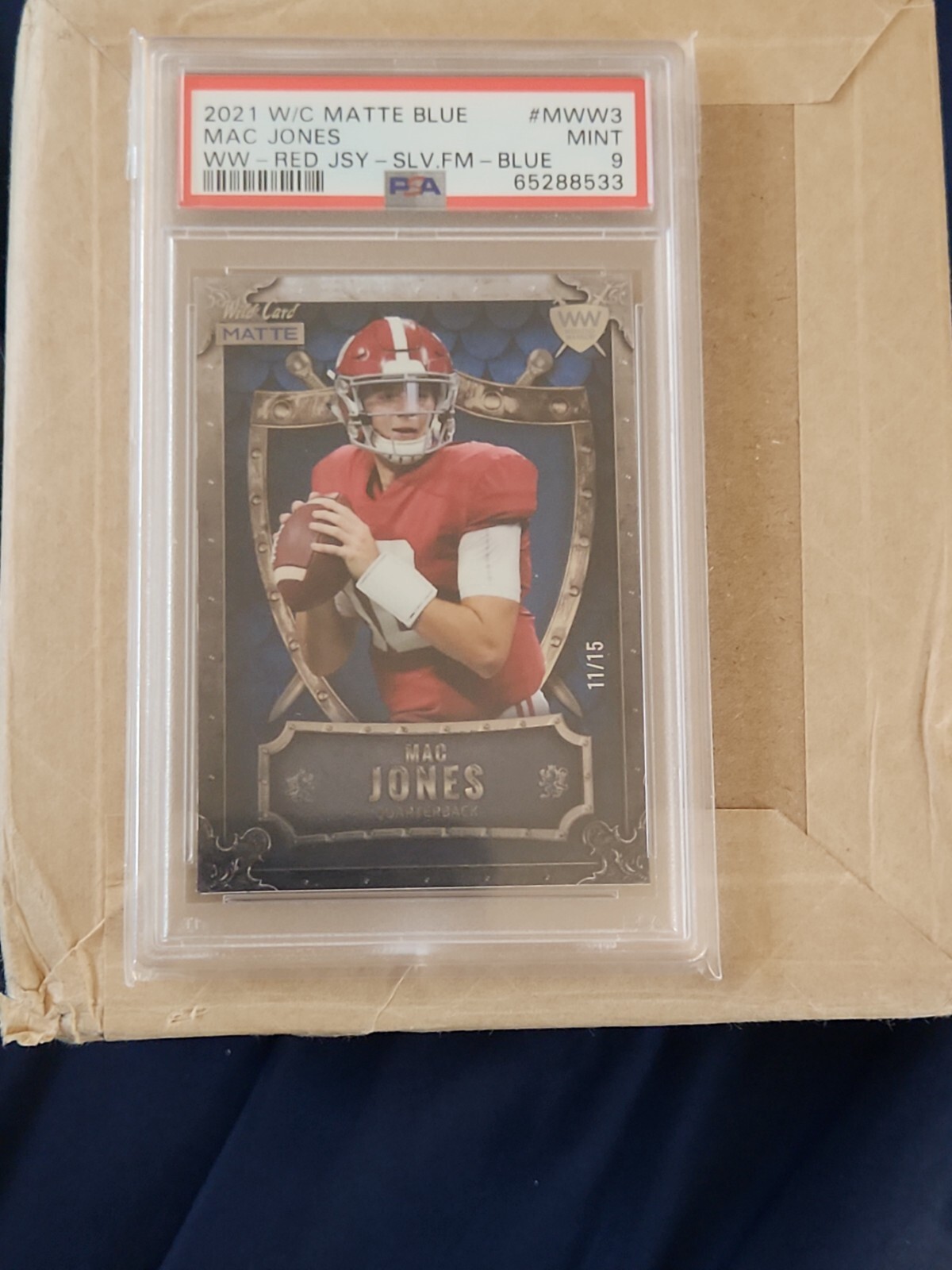 Mac Jones Wild Card Matte Blue Premier Edition Weekend Warriors #MWW3 Blue