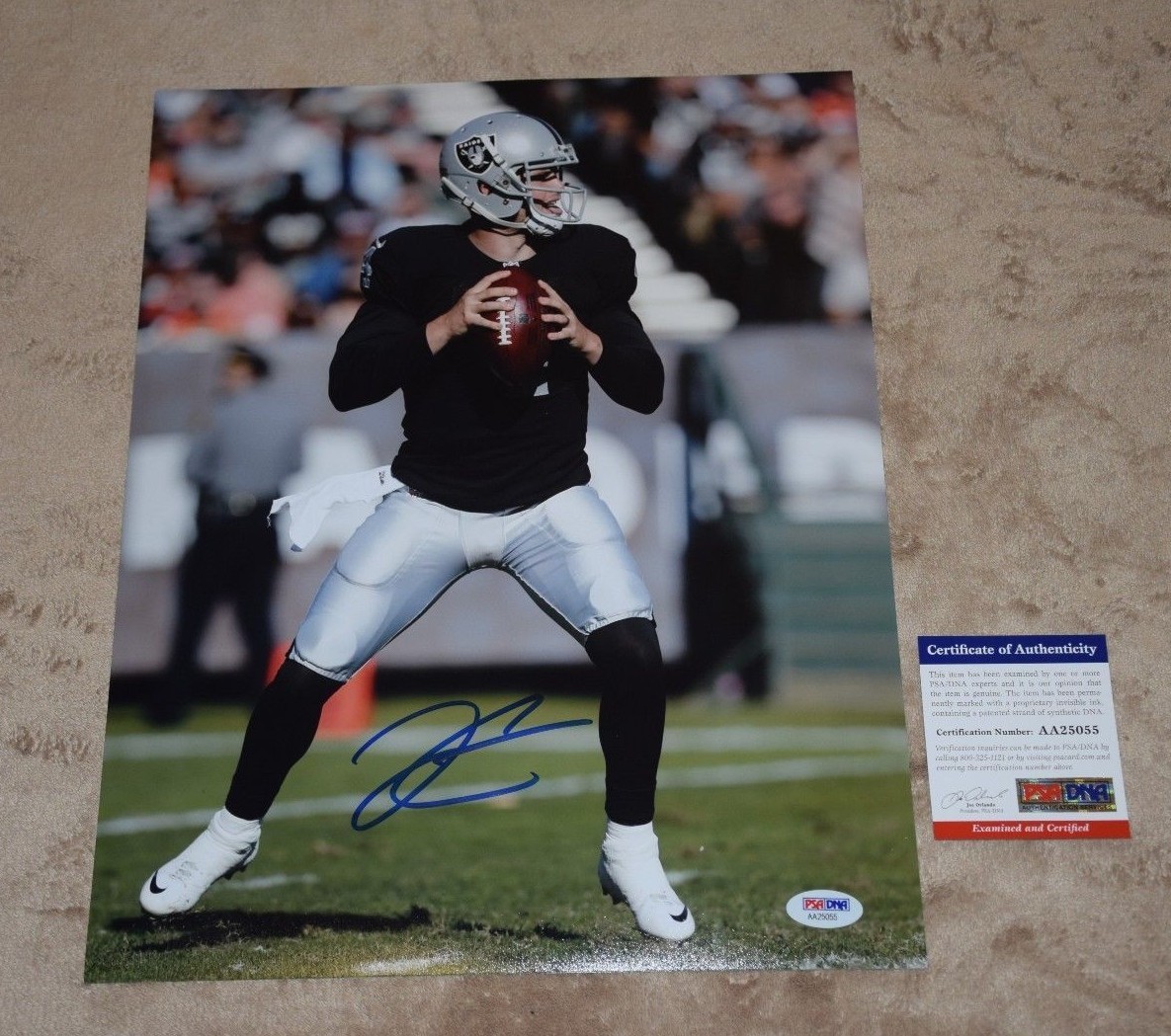 Derek Carr Autographed Signed Las Vegas Raiders LV RAIDERS 11x14 PHOTO PSA/DNA AA25055 fresno oak 