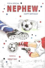 SPECIAL NEPHEW BIRTHDAY GREETING CARD 9"X6" FOOTBALL, NICE VERSE