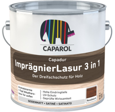 Caparol Capadur Imprägnier Lasur 3 in1 Eiche oder Kiefer 2,5L Dreifachschutz