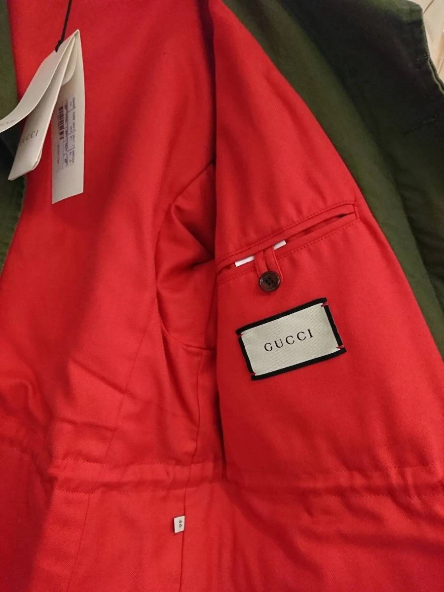 Giacca militare usata Gucci M 65 giacca mod cappotto da uomo taglia 48 fodera rossa