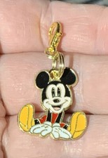 Gold Mickey Mouse Charm Zipper Pull  Keychain Add On Clip  
