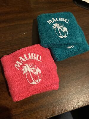 Malibu Rum 80s Style Work Out Wrist Bands, Set Of Two, Hot Pink And Teal