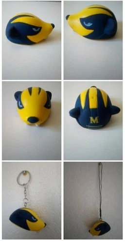 Michigan Wolverines FOAMHEADS fan hat foam head helmet Keyring backpack fob