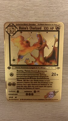 blaine's charizard pokemon card value Pokemon METAL card for display/gift 1st Edition Blaine’s Charizard Gym