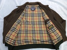 VINTAGE BURBERRY'S Winter Bomber Jacket Wool Cashmere Nova Check Green Size 5/XL