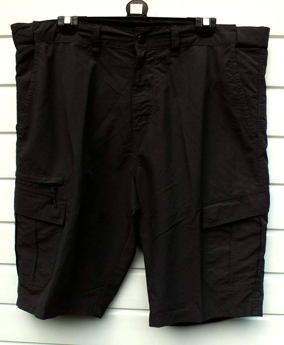 OFF BLACK RIPSTOP NYLON BLEND CARGO STYLE SHORTS WITH WAIST:  38ins