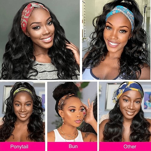 200% Density Body Wave Headband Wig Human Hair Glueless No Lace Ready to Wear - Picture 32 of 34