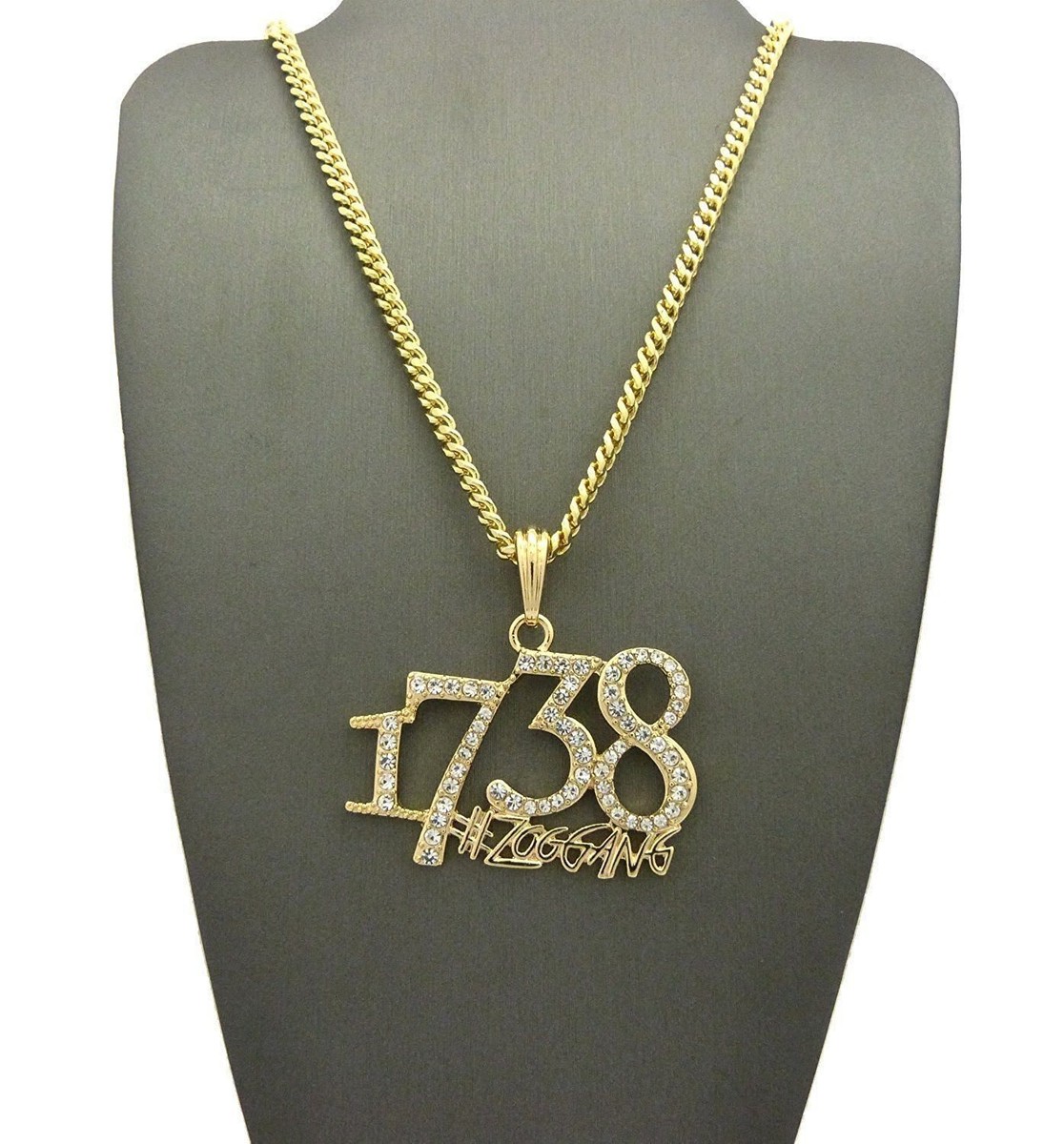 GOLD ICED 1738 ZOO GANG REMY BOYZ MICRO PENDENDT CHAIN NECKLACE