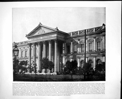 Alter Druck Nationalkongress Santiago Chile Pass Upsallata Anden Schnee um 1893 144RG