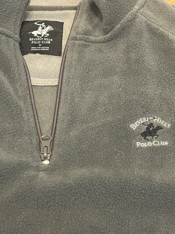 Pullover Beverly Hills Polo Club Para Hombre 1/4 Cremallera Talla Mediana Gris Foto 3 de 4