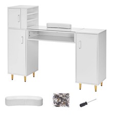 Manicure Table Nail Desk with Glass Top