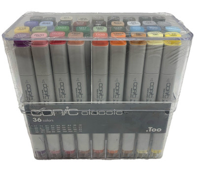 Copic Classic 36 Color Marker Set For Calligraphy, Airbrushing And Graphic Arts