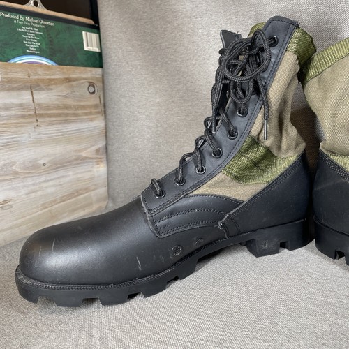 Sz 13R Mens ROTHCO Military Style Jungle Boots Black w/ Olive Green Canvas EUC - Picture 11 of 13