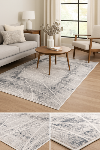 Modern Abstract Area Rug Cream Oxford | Machine Made in Turkey | Soft Feel - Picture 2 of 5
