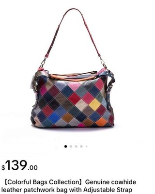 Colorful Bags Collection Patchwork Shoulder Bag Multicolor Adjustable Strap Zip