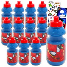 Spiderman Kids 11 Oz Reusable Water Bottle Set - Part Favor 12 Piece Bundle w...