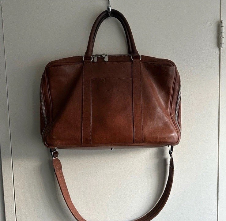 Brunello Cucinelli Rich Brown Leather Messenger Bag MSRP $4,995